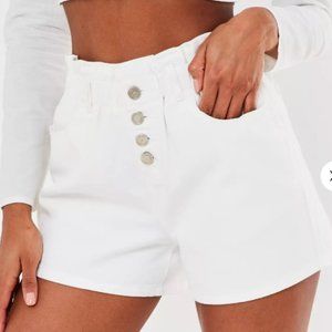 Missguided | White Highwaisted Denim Shorts